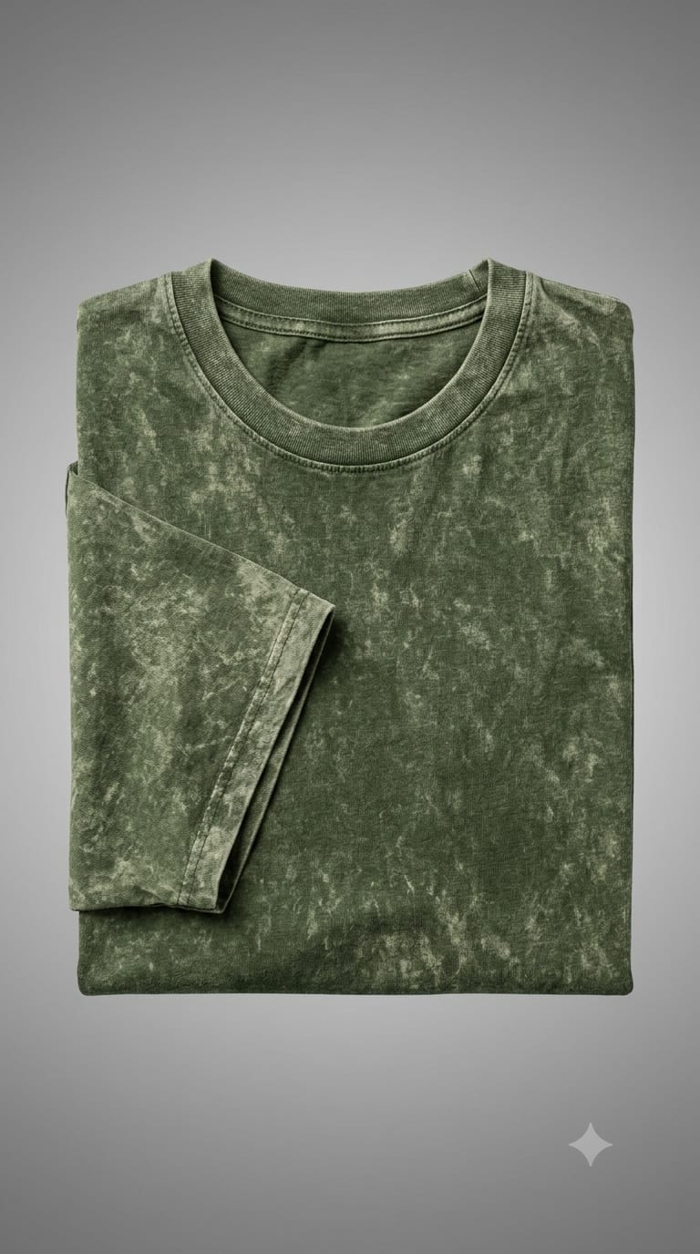 Playera oversize de cuello redondo con efecto acid-wash