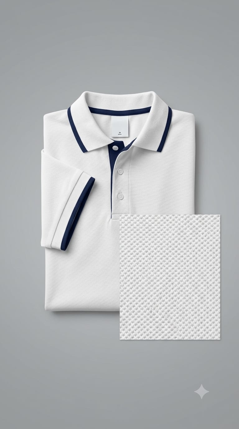 Polo piqué 50/50, textura de rejilla